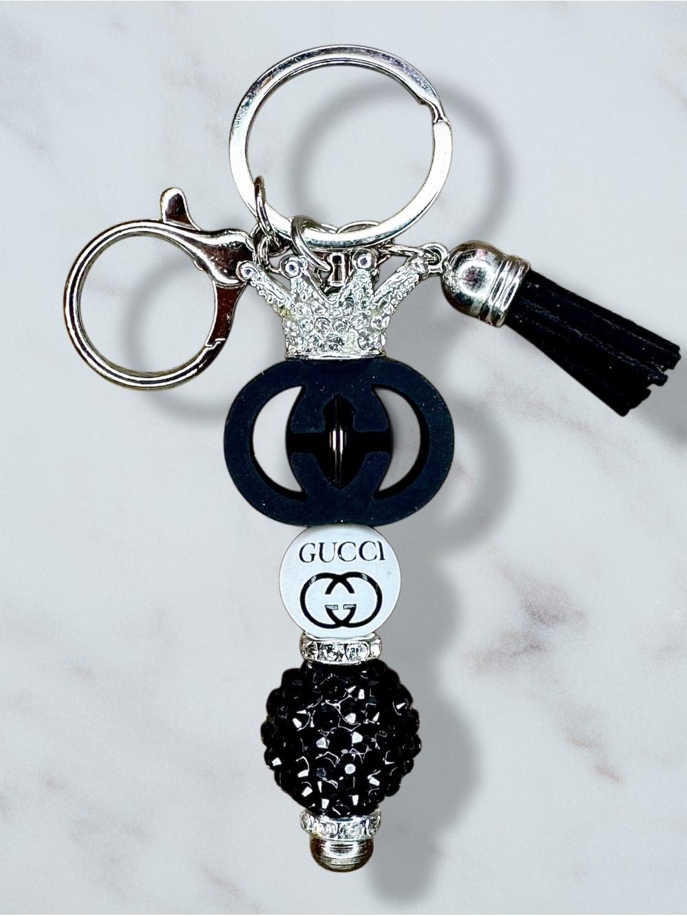 Fashion GG Tiara White and Black Keychain